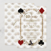 Luxury Casino Gold Cheers To 40 Years Birthday 招待状 (正面/裏面)