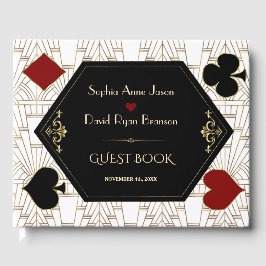 Luxury Casino Gold White Art Deco 20s Wedding  ゲストブック