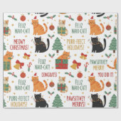 Luxury Cat Christmas Wrapping Paper Festive Feline ラッピングペーパー (フラット)