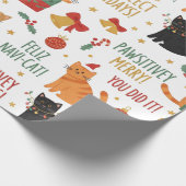 Luxury Cat Christmas Wrapping Paper Festive Feline ラッピングペーパー (角)