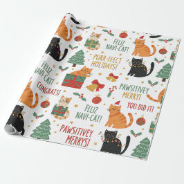 Luxury Cat Christmas Wrapping Paper Festive Feline ラッピングペーパー