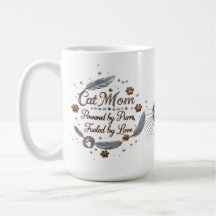 Luxury Cat Mom Mug - Powered by Purrs & Love