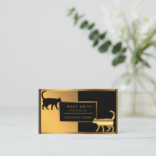 Luxury Cat Pet獣医があなたのテキストを追加 名刺 (スタンド正面)