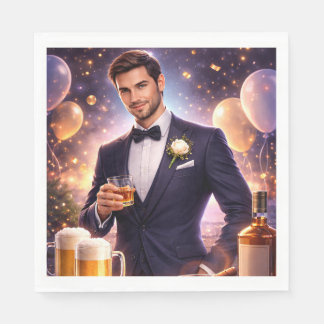 Luxury Celebration Gentleman Party Paper Towel Art スタンダードランチョンナプキン