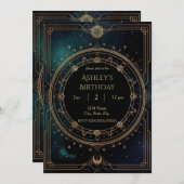Luxury Celestial Birthday Invitation – Midnight 招待状 (正面/裏面)