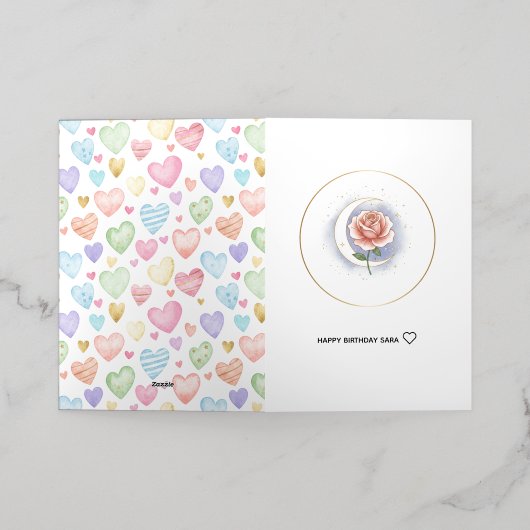 Luxury Celestial Rose Foil Greeting Card - Persona 箔グリーティングカード (外側レイダウン)