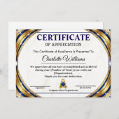Luxury Certificate of Appreciation Award Template エンクロージャーカード (正面/裏面)