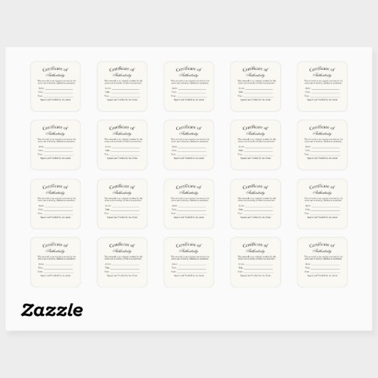 Luxury Certificate of Authenticity Sticker | Ivory スクエアシール (シート)