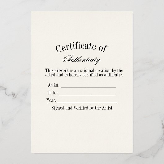 Luxury Certificate of Authenticity Sticker | Ivory 箔シーズンカード (正面)