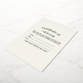 Luxury Certificate of Authenticity Sticker | Ivory 箔シーズンカード (回転した状態)