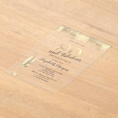 Luxury Champagne Glass Gold Confetti 80th Birthday アクリル招待状 (レイダウン)