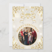 Luxury Champagne & Gold Family Christmas Photo シーズンカード (正面)