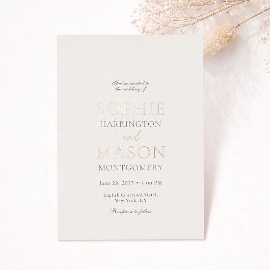 Luxury Champagne Gold Foil Wedding Invitation 箔招待状