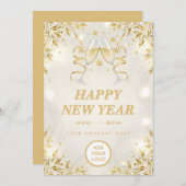 Luxury Champagne & White Business Happy New Year シーズンカード (正面/裏面)