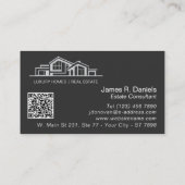 Luxury Charcoal Gray Real Estate Chic Professional 名刺 (裏面)