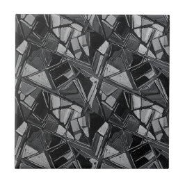 Luxury Charcoal Silver Abstract Oil Art タイル