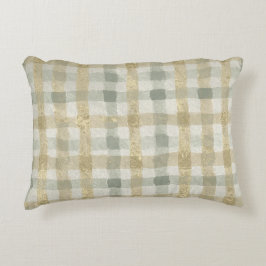 Luxury Checked, Gold Grey Beigi Pattern アクセントクッション