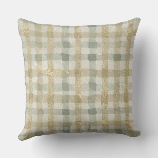 Luxury Checked, Gold Grey Beigi Pattern クッション (裏面)