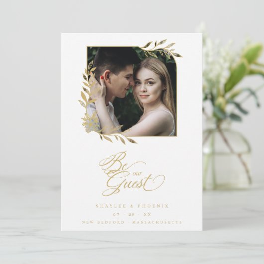 Luxury Chic Golden Branches Frame Photo Wedding (スタンド正面)