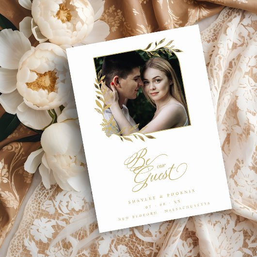 Luxury Chic Golden Branches Frame Photo Wedding