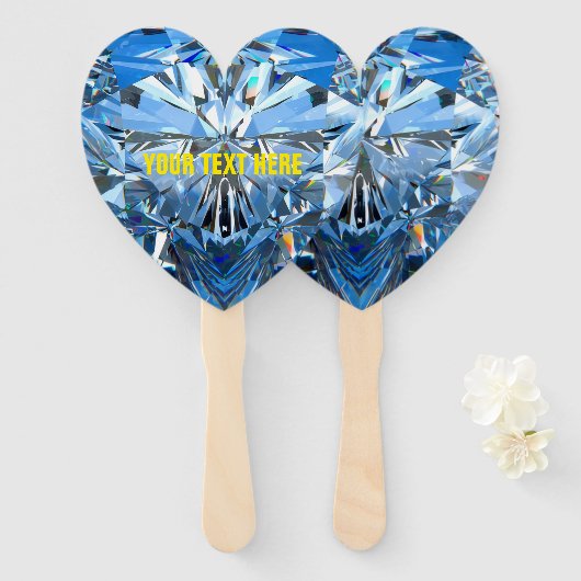 Luxury Chic Ruby Heart Personalized Fan ハンドファン (正面&裏面)