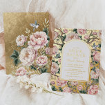 Luxury Chinoiserie Floral Garden Bridal Shower 箔招待状<br><div class="desc">This lovely chinoiserie-inspired design features exquisite blush peony flowers and birds set against a luxurious gold foil background,  exuding elegance and sophistication. The modern calligraphy and sans serif fonts used in the text are also in gold foil,  adding a touch of glamour to the overall design.</div>