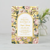 Luxury Chinoiserie Floral Garden Bridal Shower 箔招待状 (立ち正面)