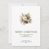 Luxury Christmas Bouquet Neutral Sage Holiday Card シーズンカード (正面)