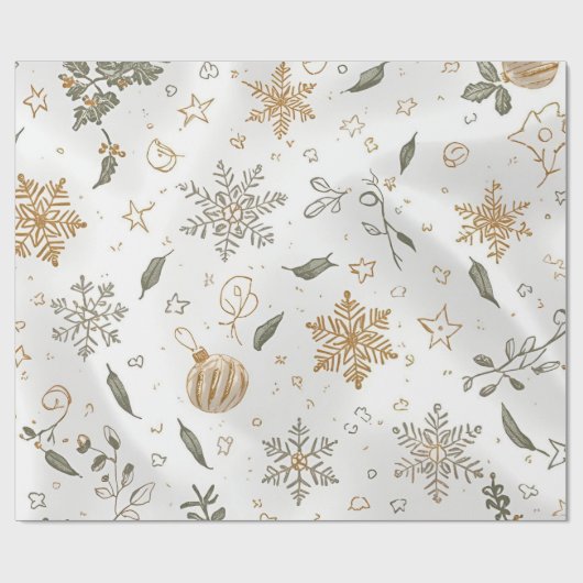 Luxury Christmas Gift White & Gold Holiday Design ラッピングペーパー (フラット)