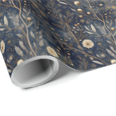 Luxury Christmas Navy and Cream Floral Gift ラッピングペーパー (ロールコーナー)