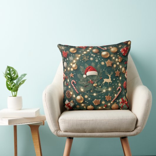 Luxury Christmas Pattern Decorative Throw Pillow クッション (椅子)