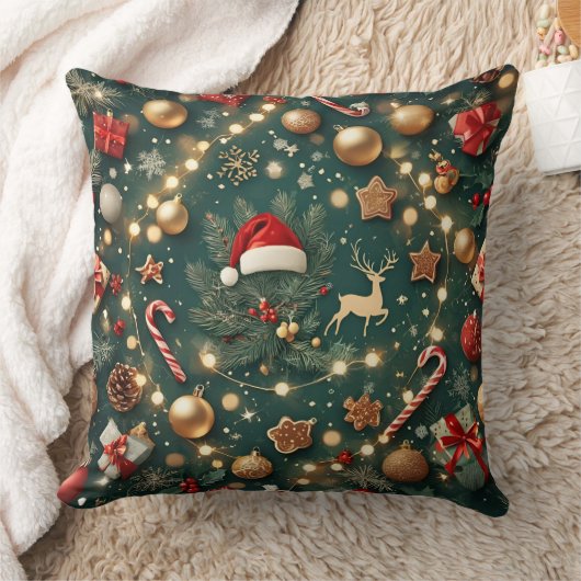 Luxury Christmas Pattern Decorative Throw Pillow クッション (ブランケット)