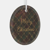 Luxury, Christmas Pattern, Gold Merry Christmas ガラスオーナメント (正面右)