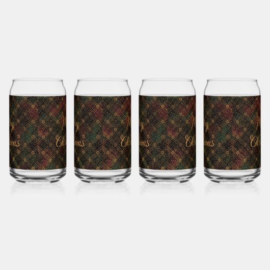 Luxury, Christmas Pattern, Gold Merry Christmas  ガラス缶 (右)