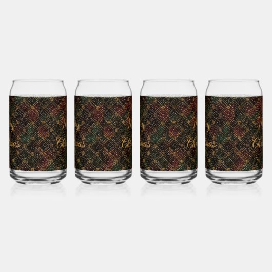 Luxury, Christmas Pattern, Gold Merry Christmas  ガラス缶 (左)