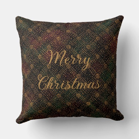 Luxury, Christmas Pattern, Gold Merry Christmas クッション (裏面)
