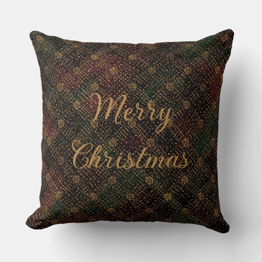 Luxury, Christmas Pattern, Gold Merry Christmas クッション (正面)
