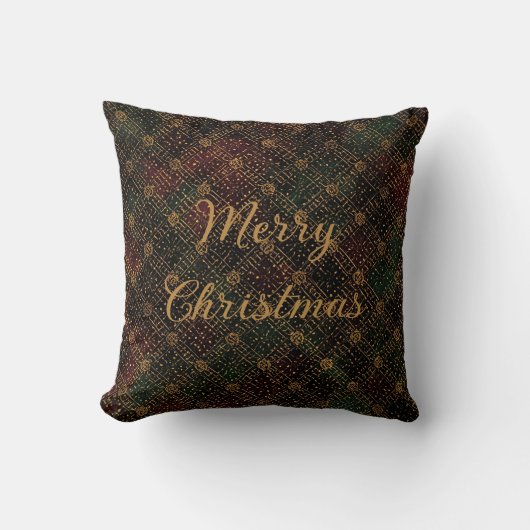 Luxury, Christmas Pattern, Gold Merry Christmas クッション (正面)