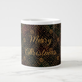 Luxury, Christmas Pattern, Gold Merry Christmas  ジャンボコーヒーマグカップ