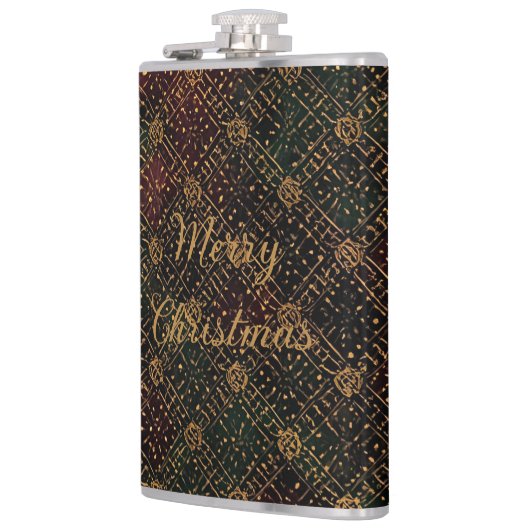 Luxury, Christmas Pattern, Gold Merry Christmas  フラスク (左)