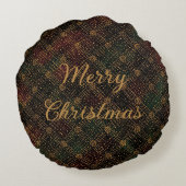 Luxury, Christmas Pattern, Gold Merry Christmas ラウンドクッション (裏面)