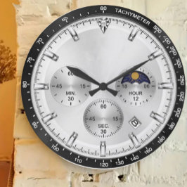 Luxury Chronograph Silver Racing Dial ラージ壁時計