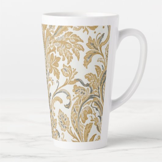 Luxury, Classic,Elegant,Gold Beige Pattern カフェラテマグ (右)