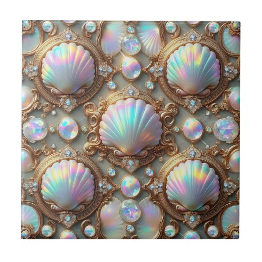 Luxury Coastal Decor | Diamonds and Seashells  タイル (正面)
