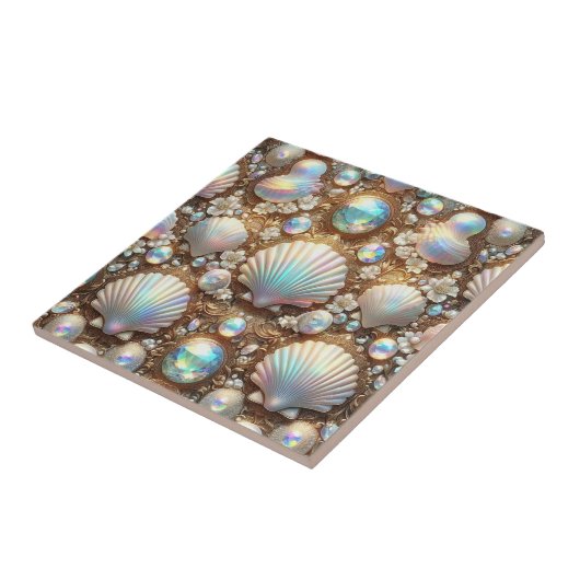 Luxury Coastal Decor | Diamonds and Seashells  タイル (側面)