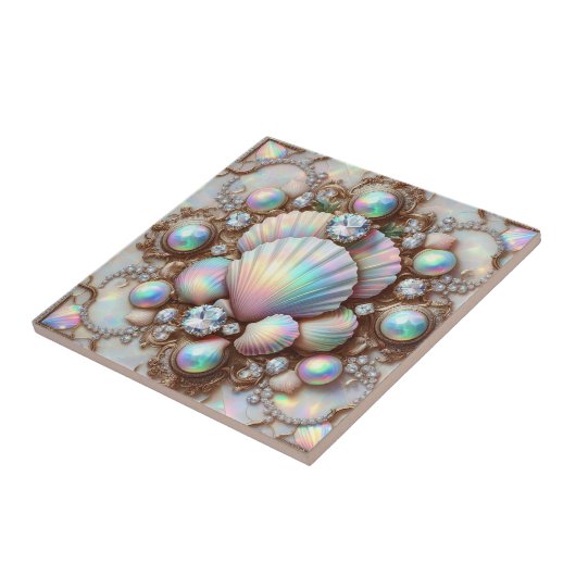 Luxury Coastal Decor | Diamonds and Seashells  タイル (側面)