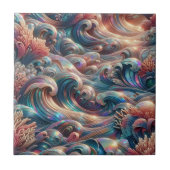 Luxury Coastal Living | Coral Reef Ocean Waves タイル (正面)