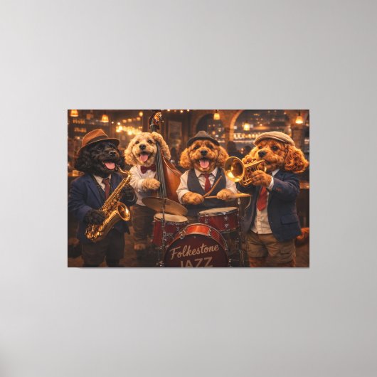 Luxury Cockapoo Jazz Band Wall Art Canvas Print キャンバスプリント (正面)