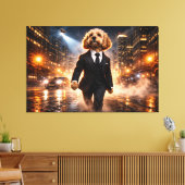 Luxury Cockapoo Wall Art – City Night Modern キャンバスプリント (インサイチュ (リビング))