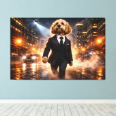 Luxury Cockapoo Wall Art – City Night Modern キャンバスプリント (インサイチュ (ウッドフロア))